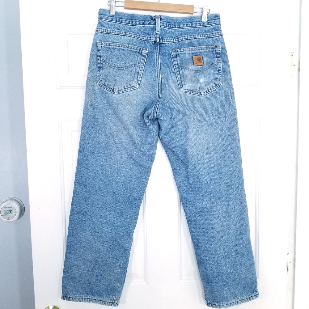 Carhartt Lined Blue Jeans, Thrashed, Heavily Distressed,  size 30 x 30